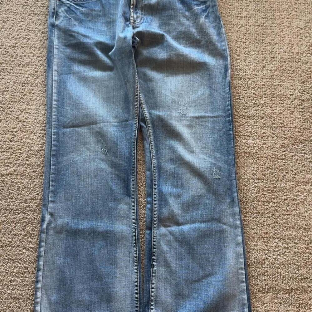 Flypaper Bootcut Jeans Light Wash Distressed Baggy Skater Y2K 36x32